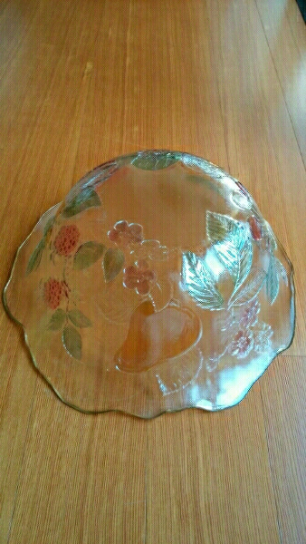 中古　フルーツ柄　ガラス大鉢_3