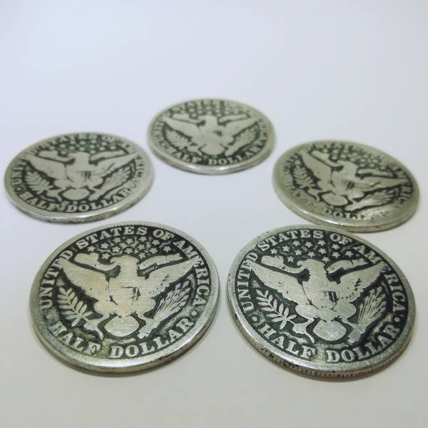 m*o様 1900年 アメリカ バーバーコイン ハーフダラー 4枚セット 銀貨(本物)