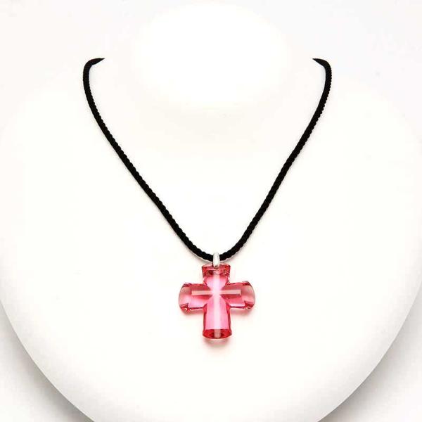 バカラ ネックレス シルバー ブラック ピンク クロス クリスタル SV925