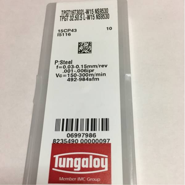 【新品】TPGT16T302L-W15 NS9530 TPGT32.50.5 L-W15 旋盤 内径 チップ タンガロイ_3