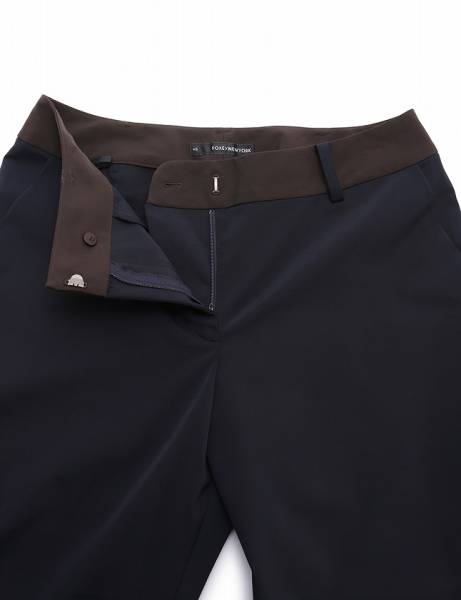 フォクシーニューヨーク FOXEY NEW YORK クロップドパンツ サブリナパンツ ニューヨーク ストレッチ ネイビー 紺 M ボトムス 無地 42 25438