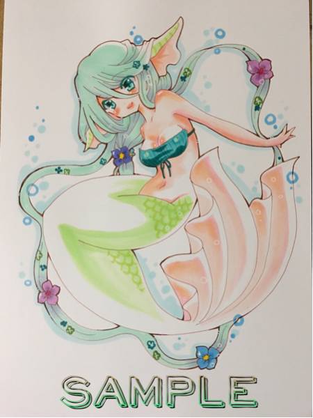 オリジナル手描きイラスト マーメイド426 人魚 女の子 手描きイラスト 売買されたオークション情報 Yahooの商品情報をアーカイブ公開 オークファン Aucfan Com