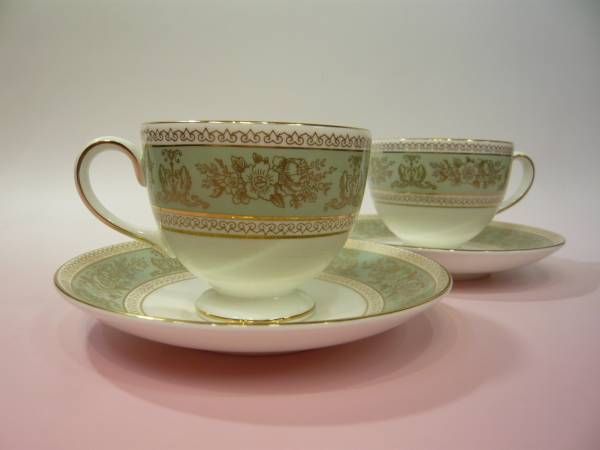 英国製⭐ウェッジウッド コロンビア セージグリーン カップ&ソーサー、プレート2 wedgwood ウェッジウッド コロンビア セージグリーン カップ&ソーサー