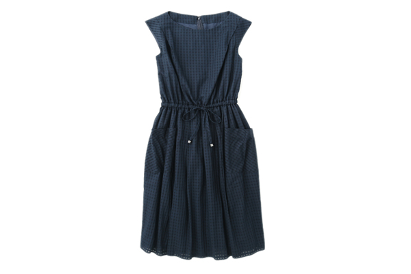 美品★ROPEロペ★上品！デザインワンピース紺R220
