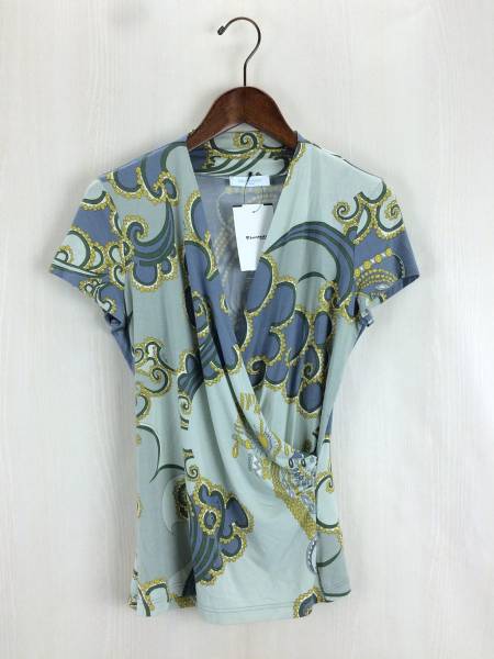 EMILIO PUCCI◇トップス/半袖/プリントトップス/半袖/M/レーヨン/GRN 