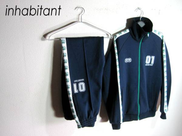 inhabitant/インハビタント/01ナンバリング ジャージセットアップM-L/上下セット/ネイビー紺/日本製/フェニックス