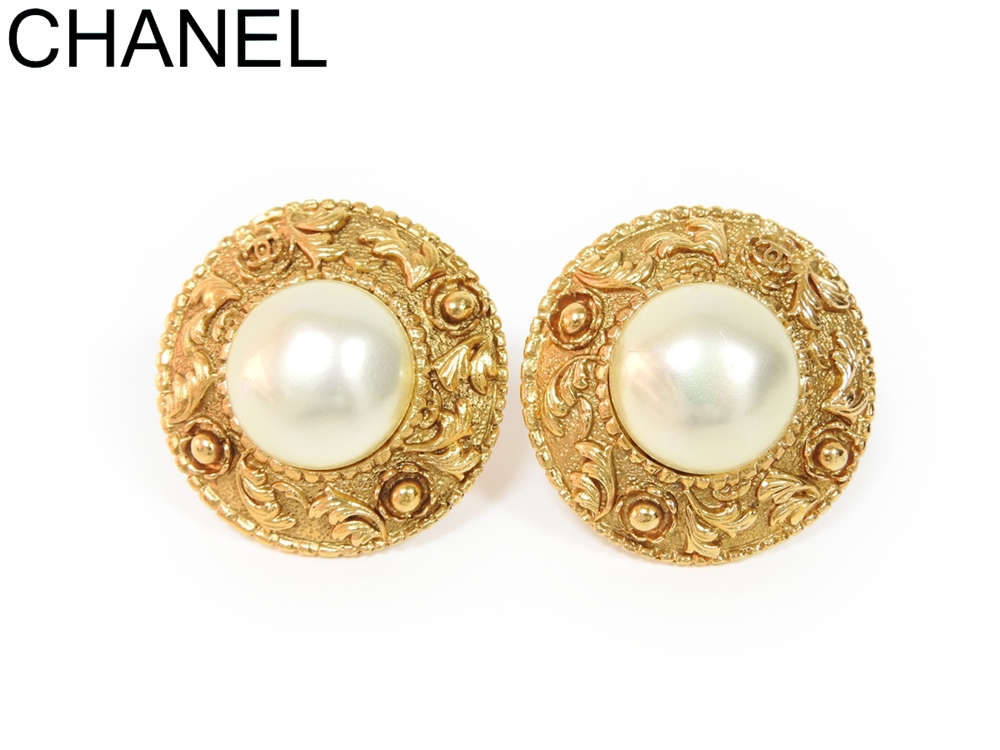シャネル フェイクパール ゴールド ヴィンテージ イヤリング 26