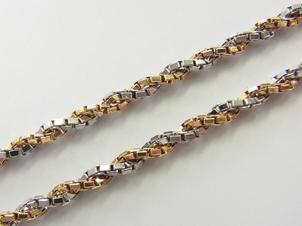 ∞ PT850/K18 ベネチアンツイストネックレス 8.7g 40cm 1.9mm コンビ ∞
