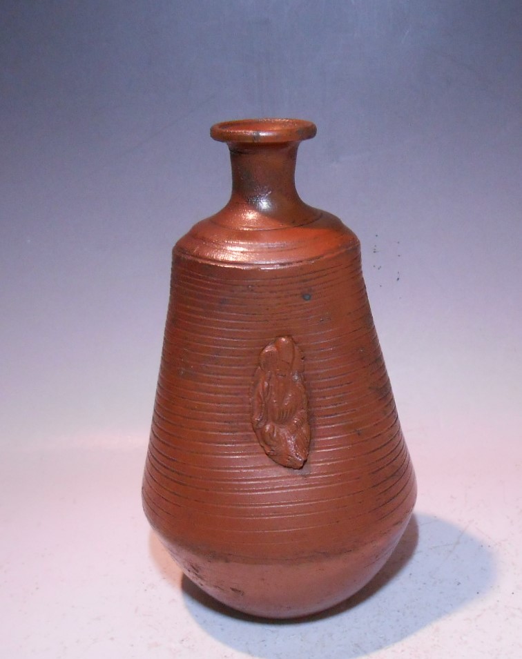 【810-3】江戸時代末期　古備前三方人形徳利　②●