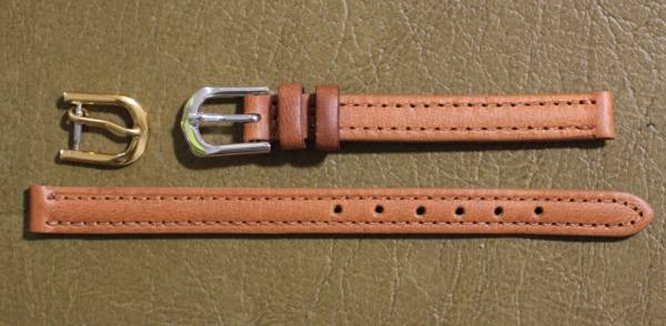 8㎜　ライトブラウン　薄茶 　カーフレザー　ステッチ入 　GP金色尾錠 　新品_2