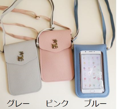 112552　レディース　携帯入れ　ミニショルダー　スマホケース　　バッグ小物　斜めがけ　ポシェット　携帯バッグ　タッチ可能　ピンク_2