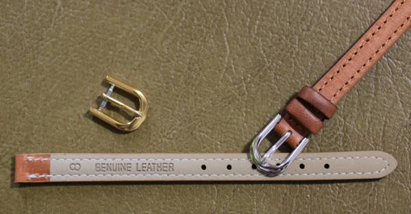8㎜　ライトブラウン　薄茶 　カーフレザー　ステッチ入 　GP金色尾錠 　新品_1