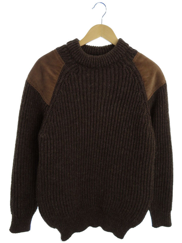 中古 ブラックシープ 切替ウール長袖ニット sizeS メンズ ブラウン 