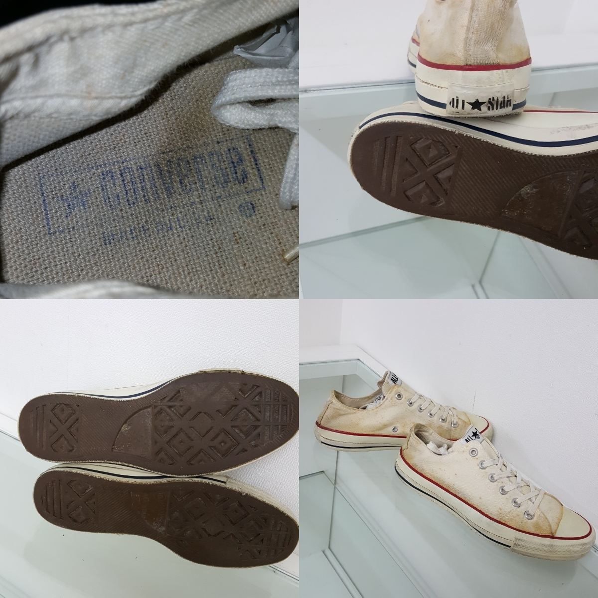 80s CONVERSE コンバース スニーカー 8 約26.5㎝ クリーム 囲みタグ 
