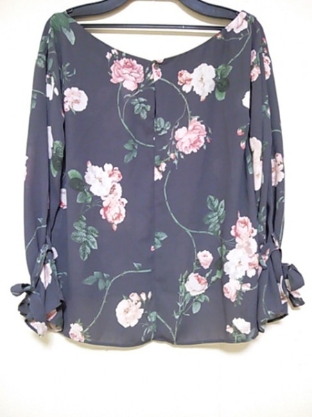 ランゲージ Language トップス 長袖シャツブラウス サイズ38 M ダークグレー×グリーン レディース 花柄