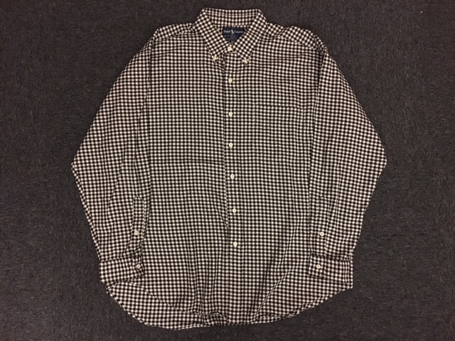 US規格 90's 00's ラルフローレン ボタンダウンシャツ ギンガムチェックシャツ コットン ウール ビンテージ