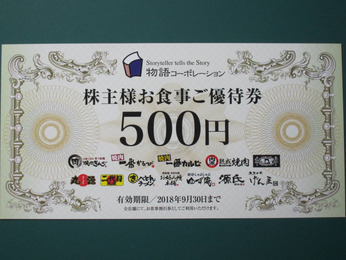 100%新品，お得 最新 物語コーポレーション株主優待券 10000円分 2018年9月30日ま 丸源 ゆず庵 焼肉きんぐ など(フード、ドリンク券)｜売買されたオークション情報、yahooの商品情報をアーカイブ公開 - オーク フード、ドリンク券