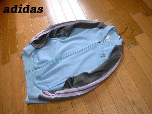 adidasサックスブルーxグレージャージトップLアディダスATPトラック