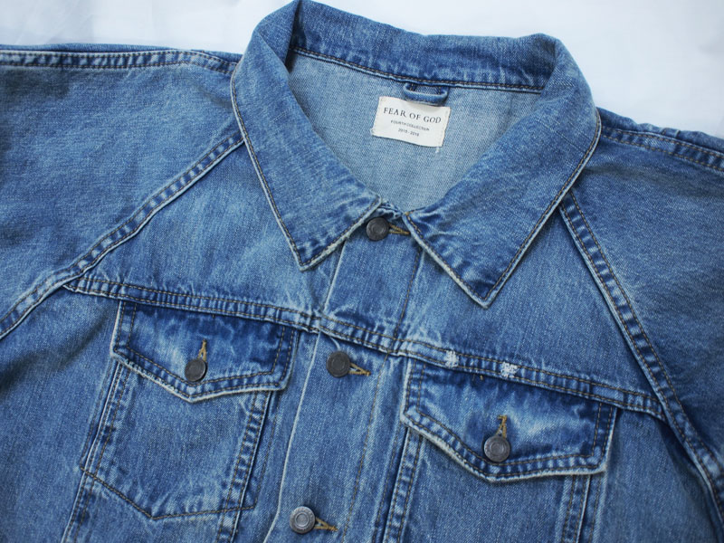 美品 FEAR OF GOD 4th Collection RAGLAN TRUCKER JACKET Denim FOURTH 2015-2016 デニム ジャケット フィアオブゴッド 36 L FOG