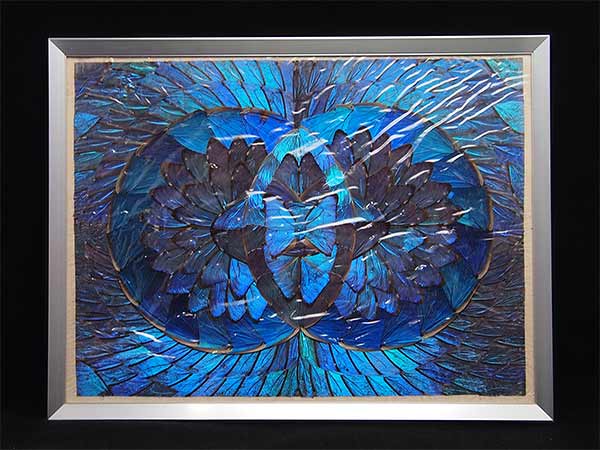 AR】モルフォ蝶 羽細工 額装 モザイク アート(美術品)｜売買された