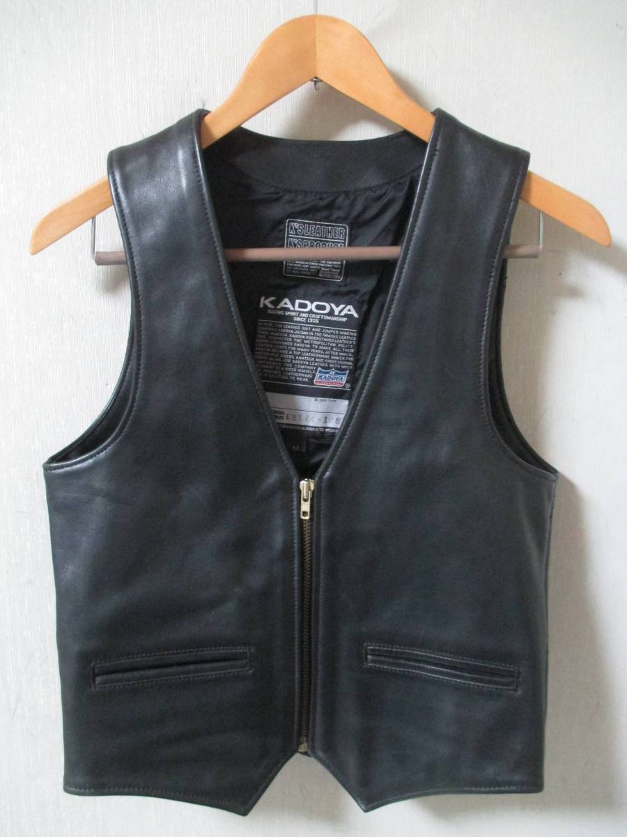 KADOYA カドヤ K'SLEATHER レザーベスト ブラック XL相当 KADOYA カドヤ K'SLEATHER 牛革 レザーベスト Mサイズ 【公式通販】
