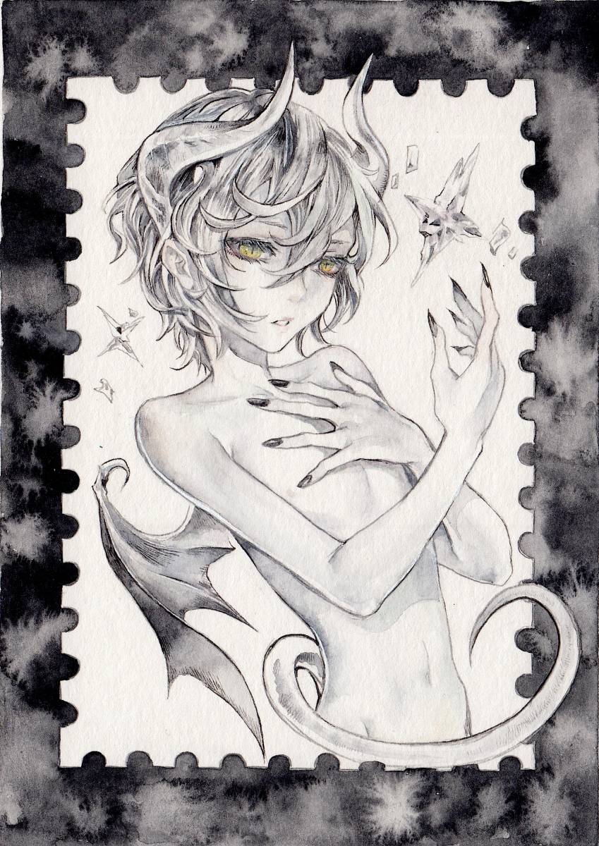 オリジナル 手描きイラスト【悪魔の子】b