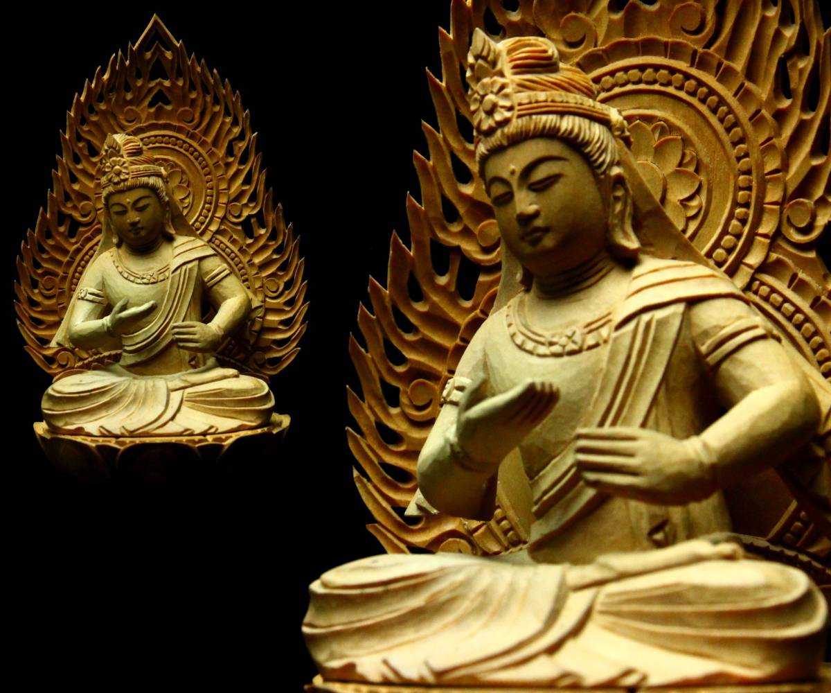 仏像 彫刻 木造 ｜木彫り 観音 様 仏教美術品 観音像彫刻 観世音菩薩 |
