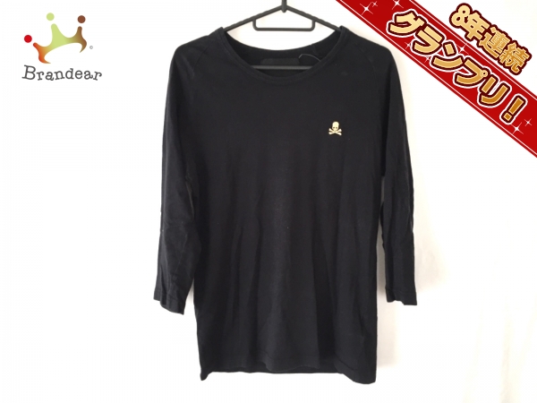 ロエン Roen トップス 七分袖Tシャツ 黒×ゴールド×ブロンズ メンズ スカル/刺繍/スタッズ