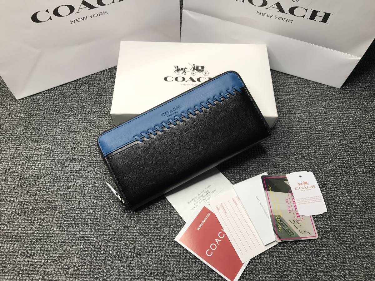 コーチ Coach スポーツカーフレザー ブルー F759 長財布 メンズ 男性用財布 売買されたオークション情報 Yahooの商品情報をアーカイブ公開 オークファン Aucfan Com