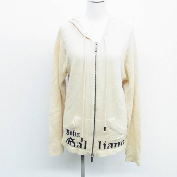 John Galliano ジョンガリアーノ プリント レース切替 ニット パーカー 