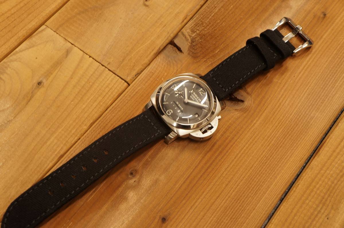 未使用 HEROIC18 ブラックキャンバス ストラップ 22MM ヒロイック18 パネライ向けベルト 定価1.1万円