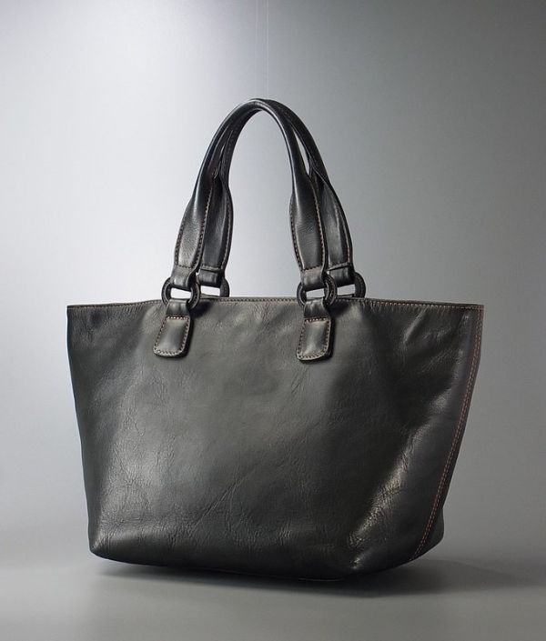 P7967*横浜元町/キタムラ/Kitamura*本革*レザー*ハンドバッグ*トートバッグ*ブラック*黒*鞄