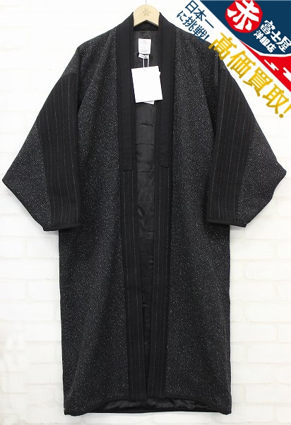 1J6076/未使用品 WMV KIMONO COAT HERRINGBONE（SILK/WOOL/LINEN 