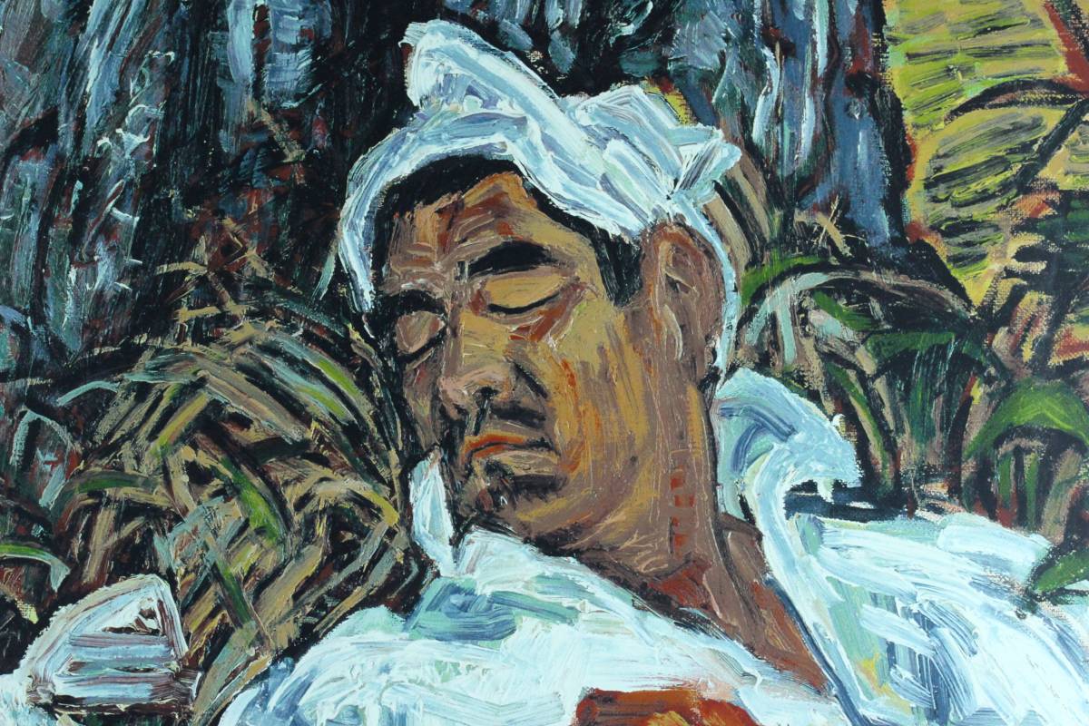 櫻】真作保証 福山小夜 「ひととき」 男の肖像 高倉健の世界 シルク