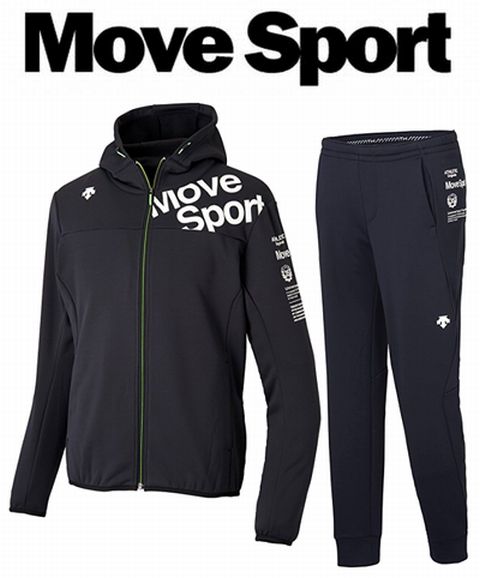 新品♪デサント★Move Sport*黒* Oサイズ* ヒートナビアクティブスーツ(裏起毛)上下*正規品 　　　　　 *トレーニングウエア*ジャージ