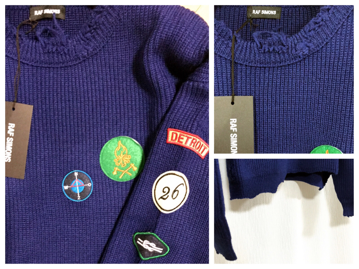2016AW RAF SIMONS ラフシモンズ デストロイ加工 ワッペン セーター