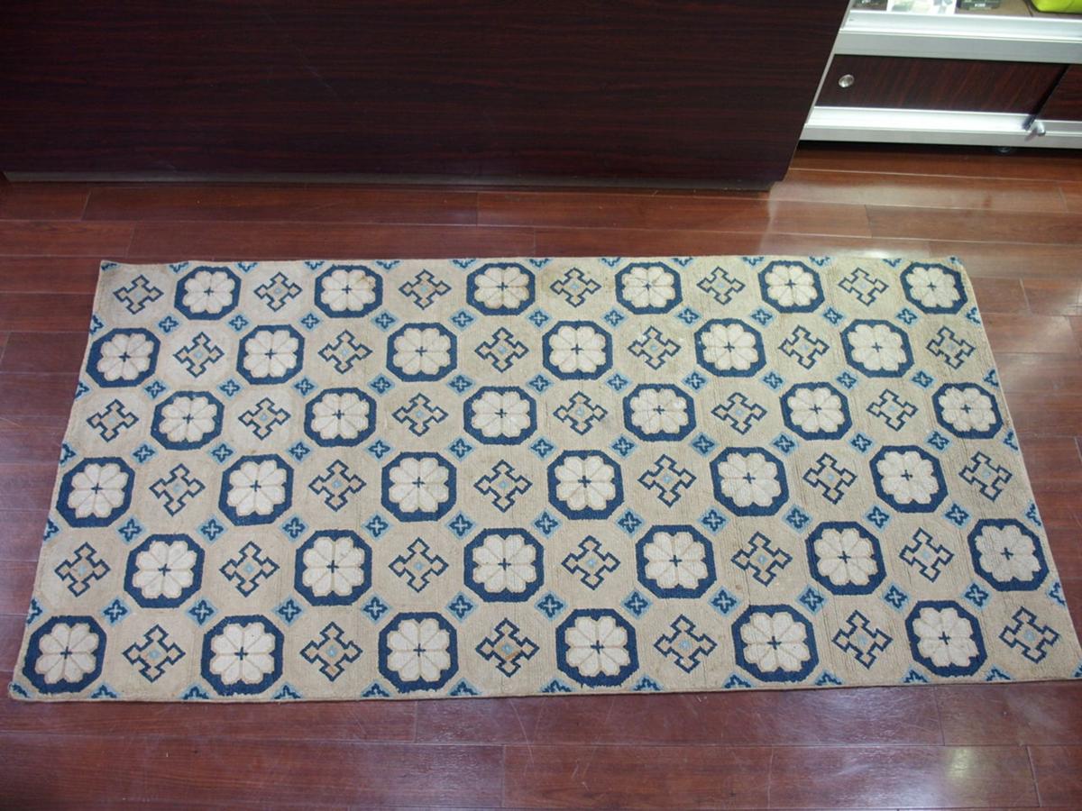 D.赤穂緞通 茶道具 堺 鍋島 絨毯 敷物 カーペット ラグ 約189cm×92.5cm ㊦ f001