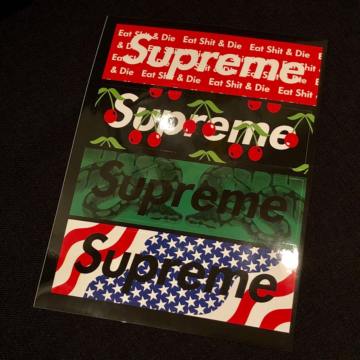 新品 未使用 シュプリーム ステッカー 非売品 シール 美品 supreme 限定 星条旗 アメリカ チェリー ボックスロゴ