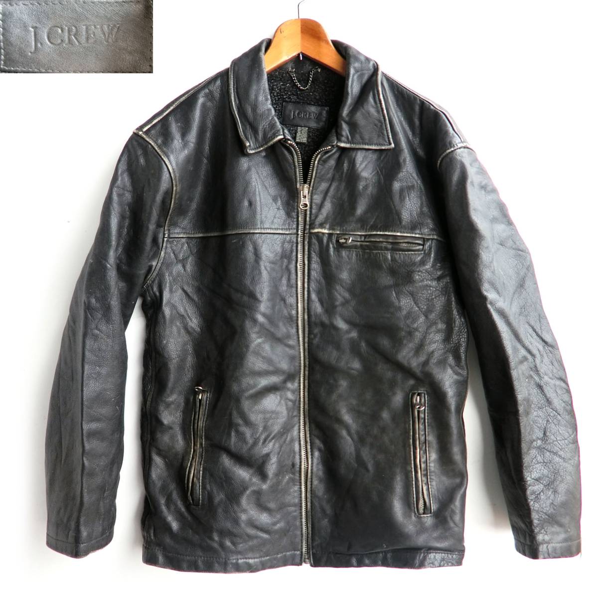 A2/6.27 J.CREW ジェイクルー 本革 シングルレザーライダース レザー 