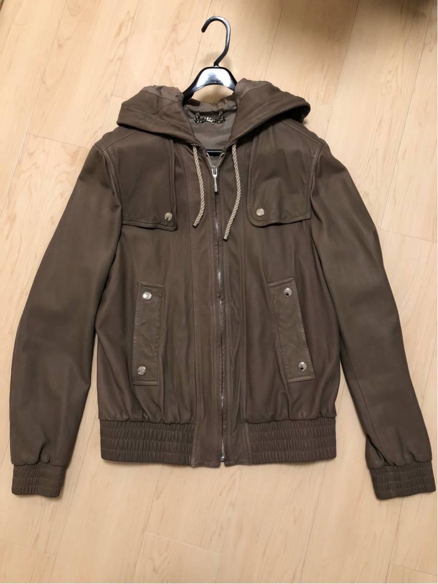 45万円 バーバリープローサム レザージャケット フーデッドパーカー