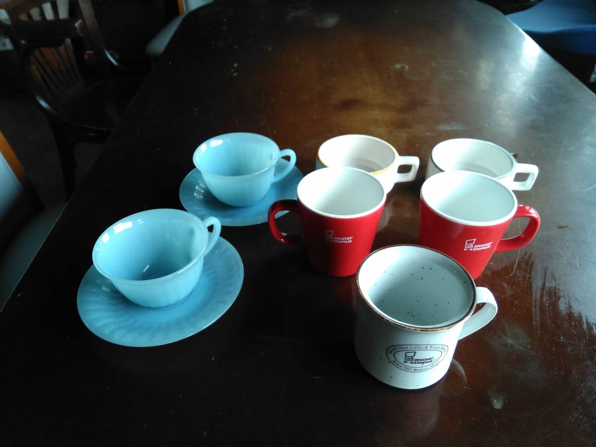 ミスド アルコパル カップ&ソーサー（ミスタードーナツ、ミスド、マグカップ）他写真のセットです。