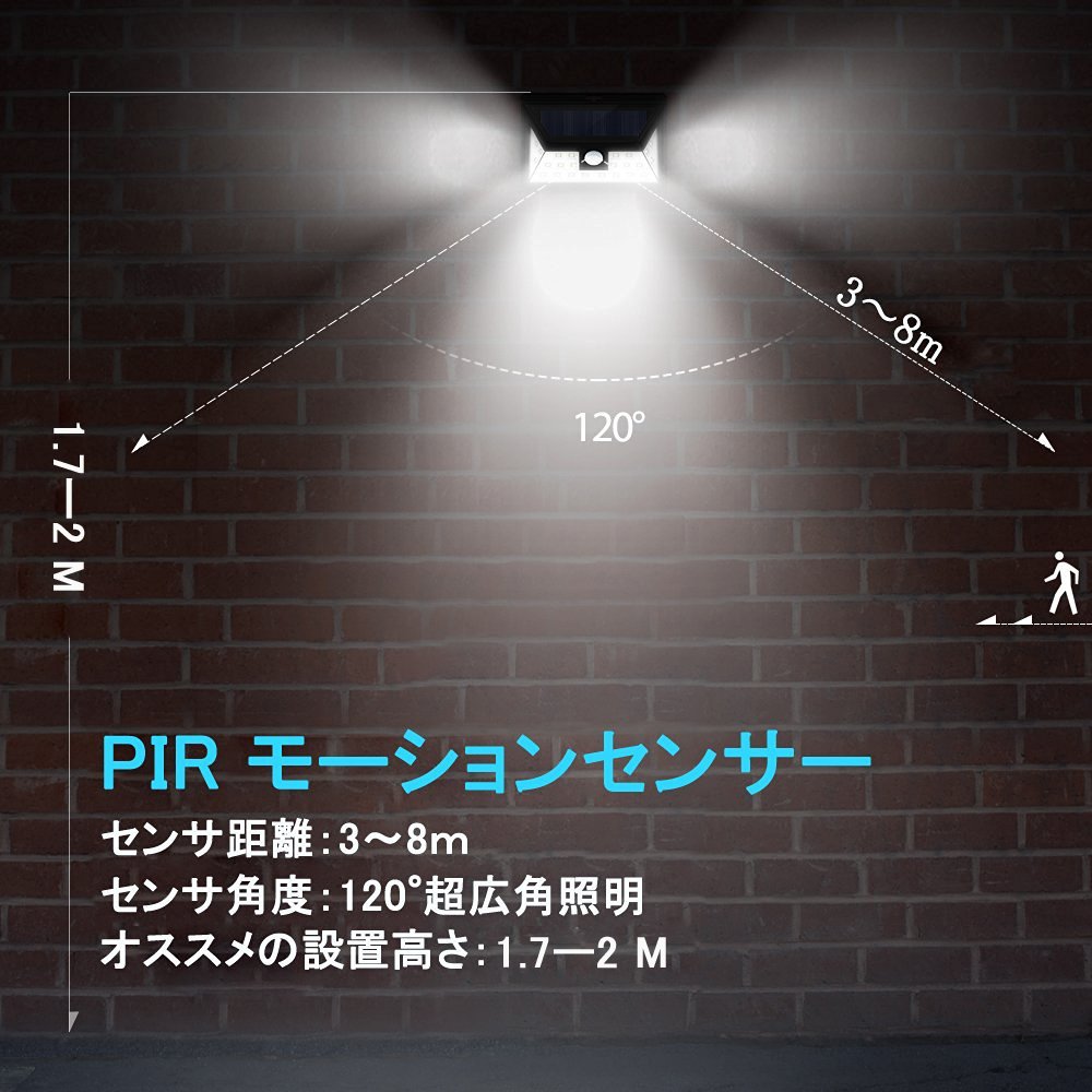 Litom ソーラーライト 人感センサー 広角 玄関入口/屋外照明/軒先/ガーデン/駐車場などに適用(4点セット)