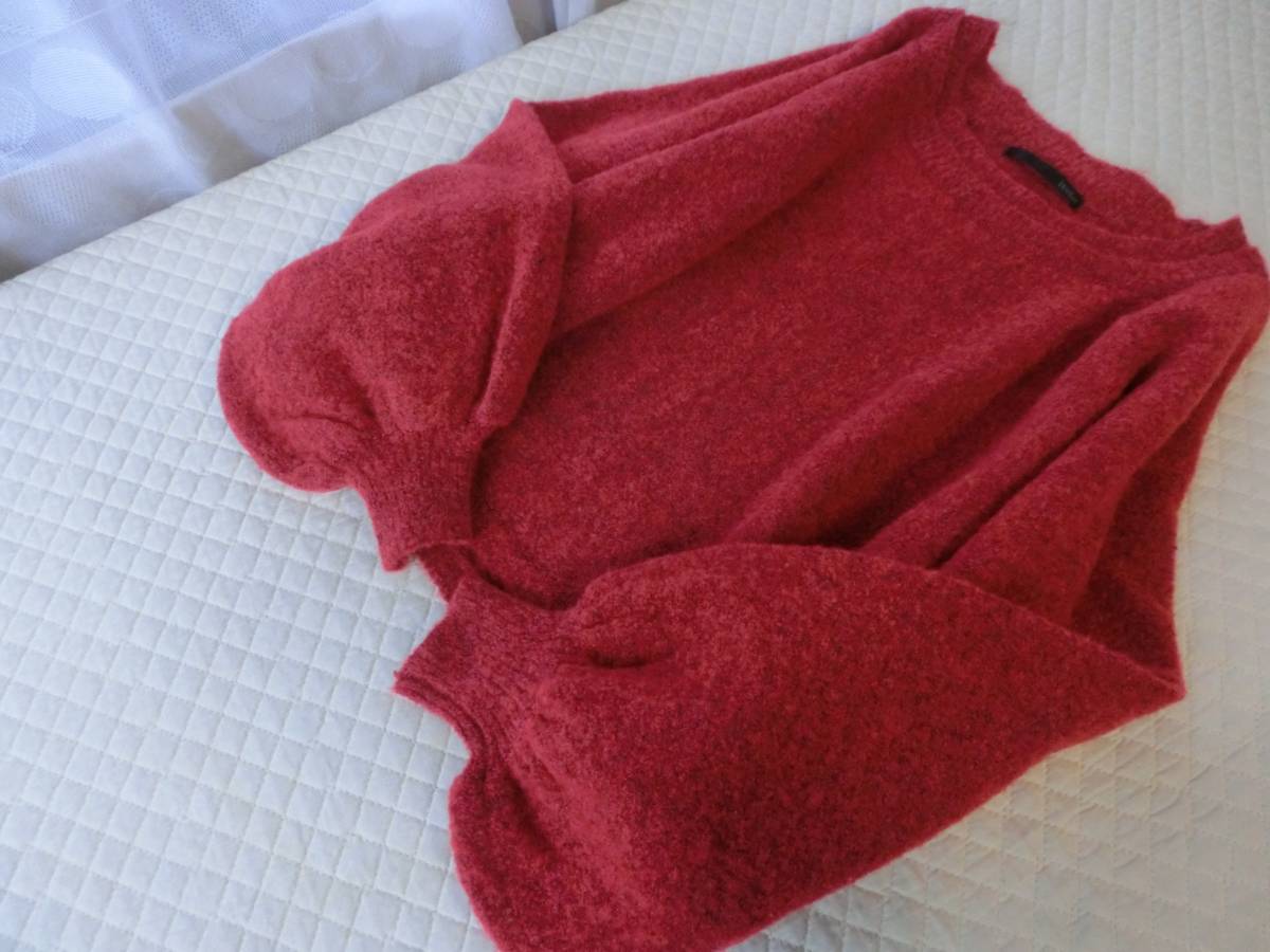 ヘザー★新品同様★ぷっくり袖♪ニット★r448
