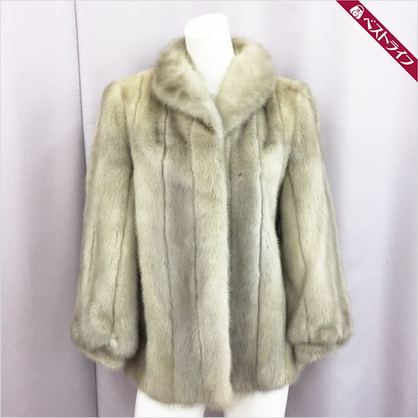 1円 本物 毛皮 サガゴールド TOGU ミンク ハーフコート グレー系 9 