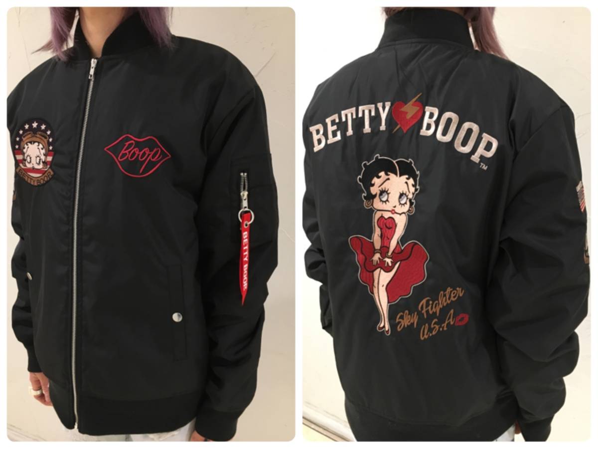 BETTY LBK ベティ・ブープ フライトジャケット MA-1 黒 XL バンソン