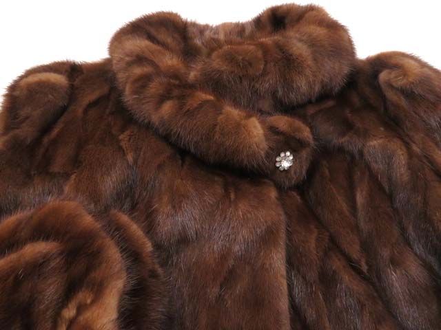 毛並み極美品▽MINK ミンク 本毛皮 デザインコート ボンボン・ストーン