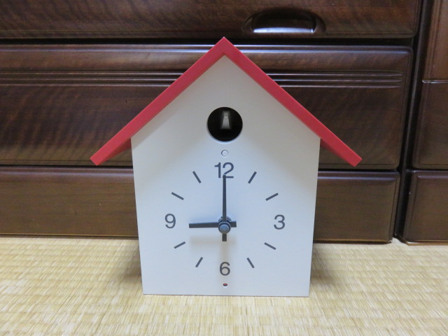 美品☆無印良品 鳩時計 大 赤いお屋根 限定色 無印良品 鳩