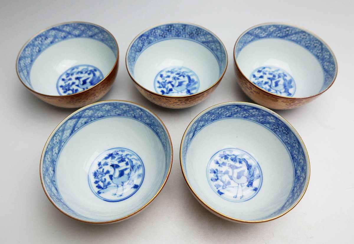 大日本永楽造 金襴手蓋付茶碗 五客 合わせ箱/ 懐石道具_3