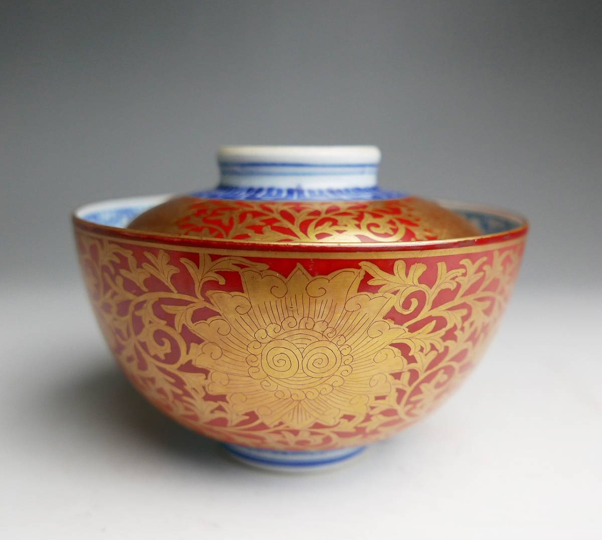 大日本永楽造 金襴手蓋付茶碗 五客 合わせ箱/ 懐石道具_5