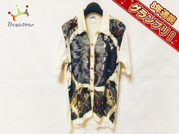 SALE，お買い得 エルメス HERMES トップス 長袖シャツブラウス アイボリー&times;マルチ レディース(長袖シャツ)｜売買されたオークション情報、yahooの商品情報をアーカイブ公開 - オークファン 女性用